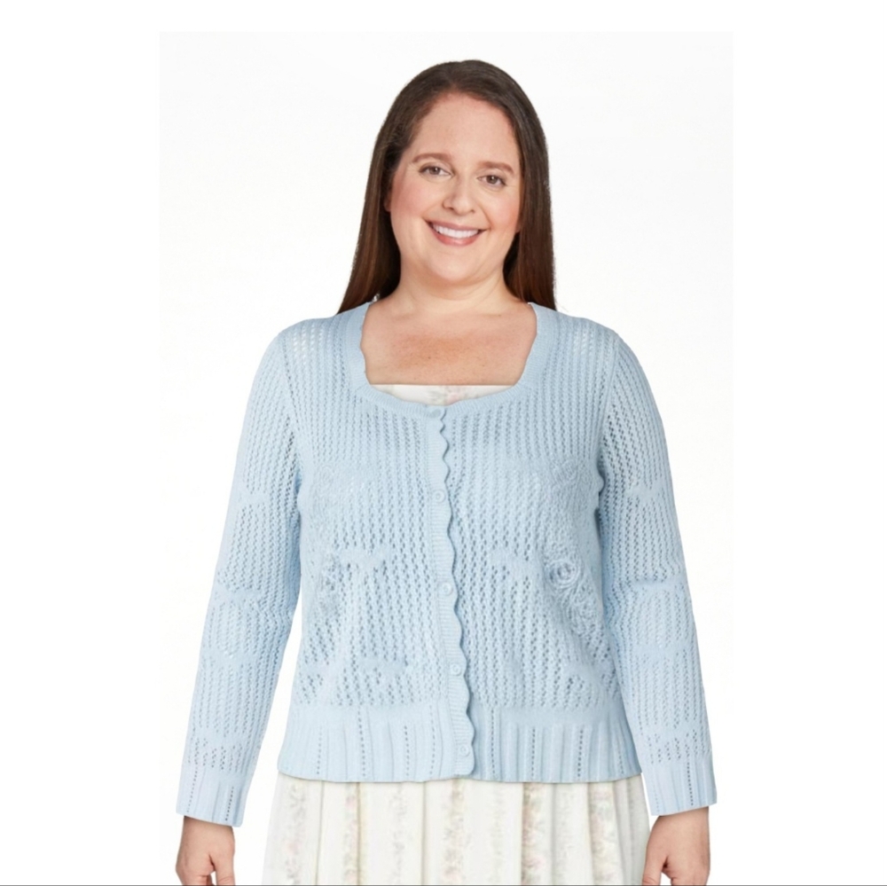 Bridgerton Celebrity Pink Women's Plus Square Neck Cardigan